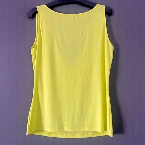 Y2K Dream Samuel Dong Bright Yellow V-Neck Lace Trim Tank Top Large - Picture 5 of 8